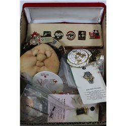 BOX OF COLLECTABLE PINS