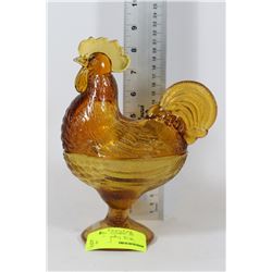 AMBER GLASS HEN ON NEST
