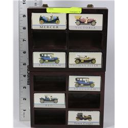 7 ANTIQUE REPLICA CARS IN WOOD CASES