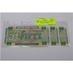 THREE GEM UNC BRITISH ARMED FORCES 50 PENCE NOTES