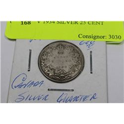 GEORGE V 1934 SILVER 25 CENT