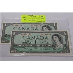 GEM UNC 1954 ONE DOLLAR NOTES CONSECUTIVE S/N X2
