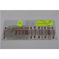 FIVE GEM UNC BRITISH ARMED FORCES FIVE PENCE NOTES