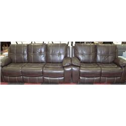 ROCKFORD BROWN LEATHERETTE RECLINING SOFA