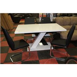 NEW BLACK & WHITE TABLE WITH 4 BLACK CHAIRS