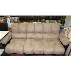 BEIGE MICROFIBER FOLD OUT HIDE-A-BED