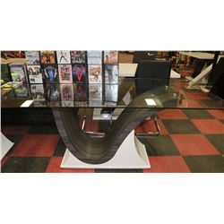 GLASS TOP TABLE WITH DESIGNER BASE