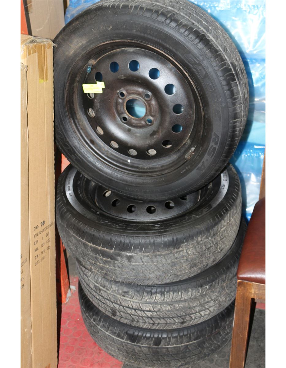 SET OF FOUR USED TIRES RIMS 195 65R15 FITS 2000 set-of-four-used-tires-rims-195-65r15-fits-2000