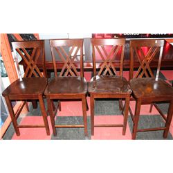 SET OF 4 WOOD BAR STOOLS