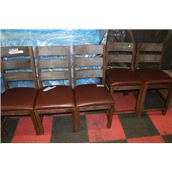 3 RUSTIC STYLE SIDE CHAIRS WIT 2 MATCHING STOOLS