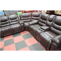 NEW CHOCOLATE BROWN LEATHER RECLINING SECTIONAL