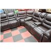 Image 1 : NEW CHOCOLATE BROWN LEATHER RECLINING SECTIONAL