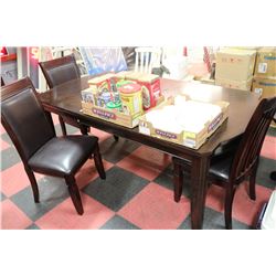 KITCHEN TABLE WITH LEAF AND 3 CHAIRS AND A BENCH