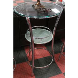 CHROME AND GLASS TOP CONVERSATION TABLE