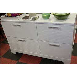 NEW WHITE 4 DRAWER 55" DRESSER AS THEY COME