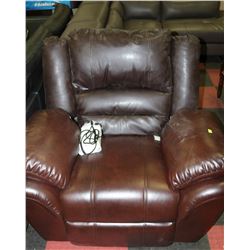 TWO TONE BROWN LEATHERETTE RECLINING CHAIR