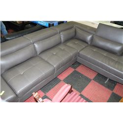 GREY LEATHERETTE CHAISE LOUNGE SECTIONAL