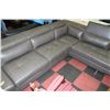 Image 1 : GREY LEATHERETTE CHAISE LOUNGE SECTIONAL