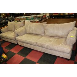 BEIGE MICROSUEDE 88" SOFA 