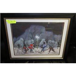 LES TAIT LTD EDITION SIGNED "HOCKEY NIGHT" PRINT