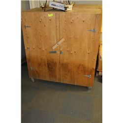 PAIR OF WOODEN 4FT WIDE 52" TALL STORAGE CABINETS