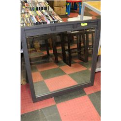 LARGE WOOD-TONE FRAMED MIRROR