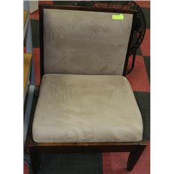 NEW MICROSUEDE & WOOD ACCENT CHAIR