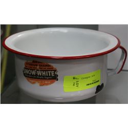 VINTAGE ENAMEL SNOW WHITE BOWL