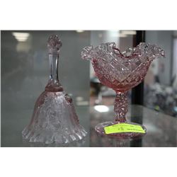 PINK GLASS BOWL AND BELL