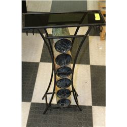 31" TALL WINE RACK WITH SMOKED GLASS TABLE TOP