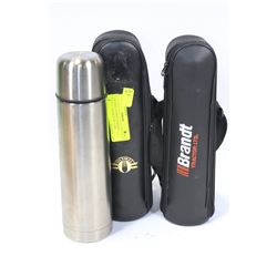 2 OLYMEL STAINLESS STEEL TRAVEL THERMOS W/ CASE
