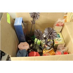 BOX OF ASSORTED CANDLES & ACCESSORIES