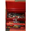 Image 1 : RED METAL TOOLBOX WITH CONTENTS