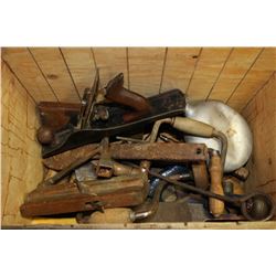 BOX OF OLD HAND TOOLS