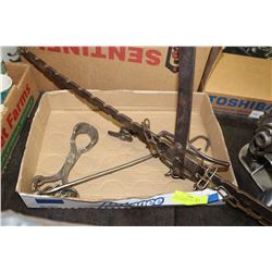 VINTAGE BARBED WIRE STRETCHER & PELT HANGER