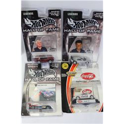 SET OF 4 HOT WHEELS "HALL OF FAME" COLLECTIBLES