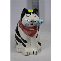 1960'S TAIWAN CAT WITH FISH COOKIE JAR