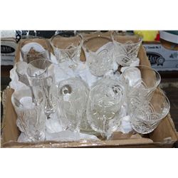 BOX OF ASSORTED CRYSTAL GLASSWARE