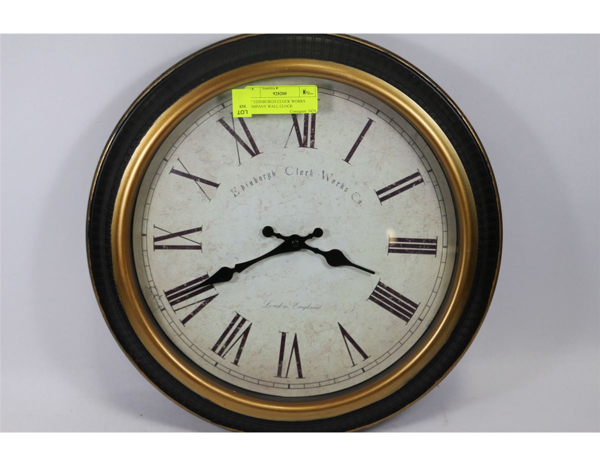16" EDINBURGH CLOCK WORKS COMPANY WALL CLOCK