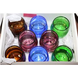 SET OF 8 COLOURED HIGH-BALL GLASSES