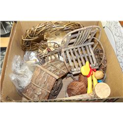 BOX W/ WOOD CARVINGS & DECORATIONS
