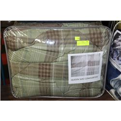 QUEEN SIZE COMFORTER - GREEN & BROWN