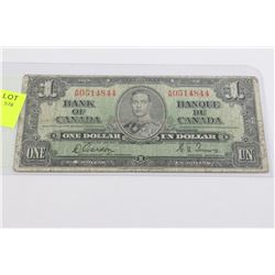 1937 CANADIAN $1 DOLLAR BILL