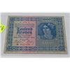 Image 1 : 1922 AUSTRIAN 1000 KRONEN BANKNOTE