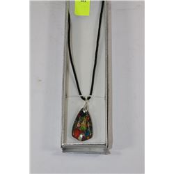 HANDCRAFTED CHEVRON NATURAL SEA SEDIMENT PENDANT