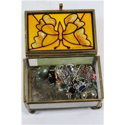 BUTTERFLY TRINKET BOX WITH CONTENTS