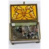 Image 1 : BUTTERFLY TRINKET BOX WITH CONTENTS