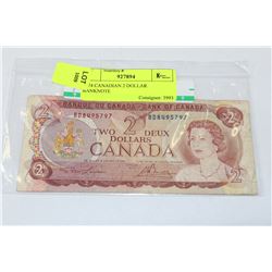 1974 CANADIAN 2 DOLLAR BANKNOTE