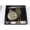 Image 1 : BRONZE "DAD" FACE POCKET WATCH & CHAIN