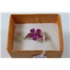 Image 1 : .925 SILVER NATURAL RUBY FLOWER RING SIZE 8.5